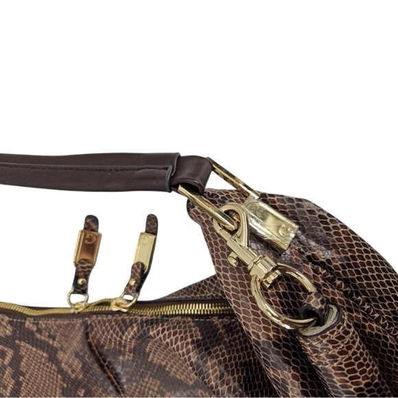 G.I.LI. Got It Love It Animal Print Slouchy Python Brown Black HOBO Tote Bag - Picture 7 of 11